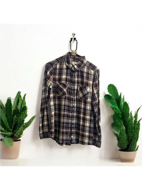 Caslon Tops - Caslon White and Purple Button Down Shirt Versatile Design